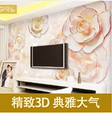 大型壁画 电视客厅沙发背景墙壁纸 3D立体无缝墙纸背胶浮雕玫瑰花