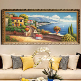美式客厅横幅风水海景有框装饰画欧式风景画挂画地中海山水油画