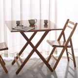 实木双人餐桌椅组合折叠户外茶桌茶几简易休闲快餐便携式桌子椅子