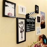 实木创意照片墙客厅相框挂墙装饰画壁饰电影海报场记板相片墙组合