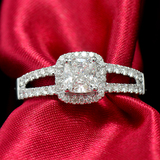盛尊珠宝垫形50分公主方钻石戒指女钻戒女求婚1克拉裸钻正品定制