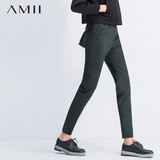 Amii艾米女装2016春装新款条纹橡筋波点印花修身打底外穿休闲裤女