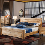 简约婚床纯实木双人床1.8米2米2.2米加大加宽加宽中式榆木床