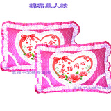 新款印花棉布十字绣单人枕头套情侣抱枕一对家居日用粉色浪漫长枕