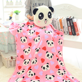 卡通毛绒大熊猫暖手抱枕珊瑚绒毯子被子两用实用可爱生日礼物女生