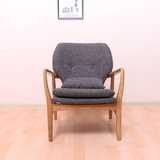 沙发椅单人双人布艺个性创意北欧沙发椅实木休闲懒人沙发躺椅橡木
