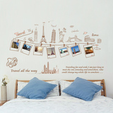 可移除墙贴纸 旅行记忆照片墙墙贴相框墙纸贴画 客厅卧室背景温馨
