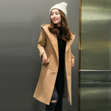2016春装新款韩版大码女装春秋装新品修身中长款薄款毛呢大衣外套