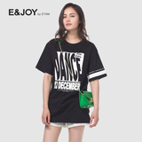 Etam/艾格 E＆joy2016夏新品修身显瘦印花中长款女T恤16082807295