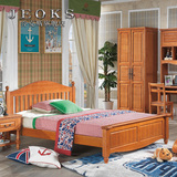 乔克斯 地中海现代简约全实木床 儿童床欧式田园单双人床卧室家具