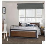 简约现代铁艺床实木双人床1.5米1.8米铁床架子铁架床单人床可定制
