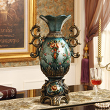 欧式复古树脂大号落地台面花瓶美式创意奢华家居客厅电视柜装饰品