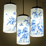 中式吊灯陶瓷木艺古典客厅卧室灯仿古餐厅饭厅灯三头青花吧台灯具