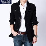 GeorgeWalk春装新款韩版男士短款风衣修身型外套休闲英伦青年男装