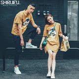 史瑞夫情侣装春夏装2016新款韩版潮流卡通修身学生男女短袖t恤衫