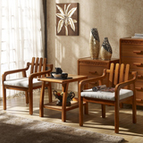 铂森 中式原木色橡木实木书桌椅子 简约办公桌皮垫休闲椅家具书椅