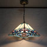 地中海蒂凡尼田园餐厅卧室创意灯具过道走廊阳台艺术彩色玻璃吊灯