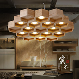 创意个性吊灯 设计师LED北欧客厅餐厅酒店吧台蜂巢实木 艺术吊灯