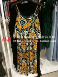 HM H&M专柜正品代购 中长款韩版时尚印花吊带连衣裙0371126003
