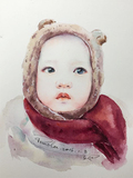 [小熊猫]人物画像儿童肖像手绘水彩画像定制礼物画画明信片装饰画