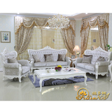 福多娜 欧式客厅家具套装 实木沙发组合大户型布艺沙发1+2+3沙发