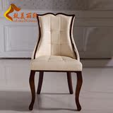 现代简约餐椅组合 橡木原木餐椅子韩式里面PU皮软包餐椅