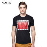 VMEN威曼2015夏季短袖棉质T恤男潮修身休闲印花圆领个性短袖t恤