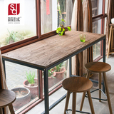 简域铁艺实木简易靠墙酒吧台桌子吧台桌咖啡厅甜品店手机店桌椅