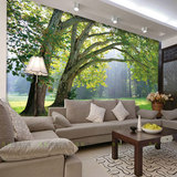 大型壁画 田园风景墙纸3d沙发背景墙布 卧室壁纸无纺布 仿真大树