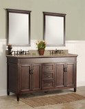 美式欧式仿古大理石浴室柜组合 卫浴镜柜 橡木实木落地洗脸盆柜
