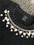 免代购 pinko 16新款领口钉珠镶钻装饰 女 毛衣宽松套头