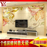 现代中式客厅电视瓷砖背景墙  3d艺术影视墙仿古砖雕刻壁画  花舞
