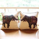 新品大促 棉麻东南亚特色风格大象动物抱枕 套 午睡靠枕 沙发靠垫