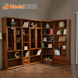 好易得现代胡桃木实木书柜书房组合储物柜两门中式书架装饰柜1802