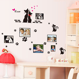 七彩虹 儿童卡通猫咪相框墙贴 客厅卧室电视背景墙 平面随心贴画