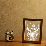 实木LED相框灯3D台灯送朋友同事家人礼品 浪漫实用创意新奇礼物