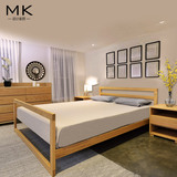北欧日式白橡木全实木床1.8米双人婚床1.5简约高档宜家卧室家具