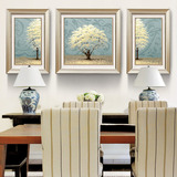 旦晨现代客厅装饰画 发财树有框三联画 餐厅壁画沙发背景墙画挂画