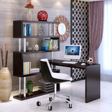新款简易电脑桌子书桌书架组合简易 台式 桌家用旋转创意办公书柜