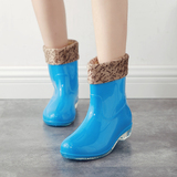 雨鞋 时尚女士雨靴保暖防滑耐磨防雨鞋秋冬韩国中筒女式防水胶鞋