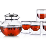 teatime整套花草茶具 1茶壶4双层茶杯的时尚组合 洋爱玛玻璃茶具