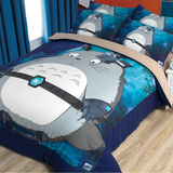 可爱龙猫4四件套男孩儿童卡通床上用品床笠床罩4四件套1.2 1.5米