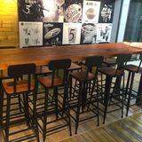 美式铁艺星巴克桌椅高脚吧椅咖啡厅实木酒吧吧凳快餐靠背椅子