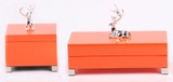 简约现代橙色小鹿首饰盒珠宝盒收纳盒样板房别墅卧室软装摆件配饰