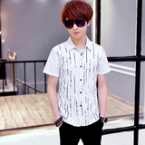 短袖衬衫男青少年12-13-14-15-16岁男孩初中学生夏季韩版修身寸衫