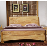床全实木床橡木床1.8米1.5米简约现代中式高箱储物大床海棠原木床