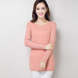2015秋季新款女装毛衣中长款韩版百搭显瘦套头舒适针织羊毛打底衫