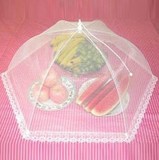 高档可折叠绣花蕾丝网布餐桌菜罩防蝇虫饭菜水果盘罩圆形