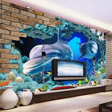 大型壁画儿童房环保壁纸海洋3d墙纸壁画 无纺布海底世界 防水墙纸