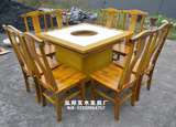 大理石火锅桌 长方形火锅桌椅套件 实木椅子 火锅店餐桌餐椅124